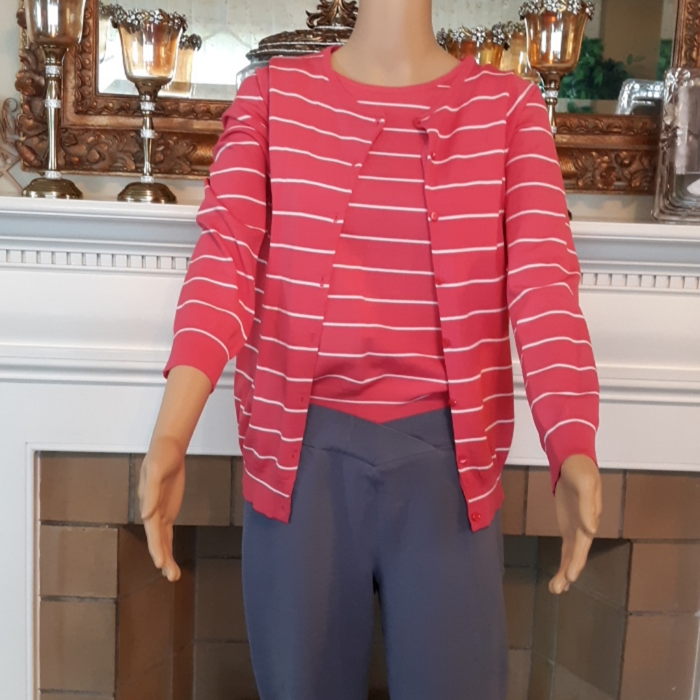 Pink and white cardigan